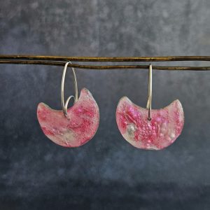 Pendientes Media Luna rosa nácar de CD