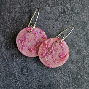 Pendientes círculo grande rosa nácar de CD