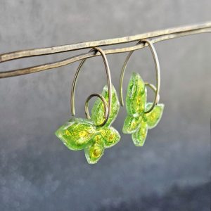 Pendientes Mariposa Helena verdes pequeños de CD